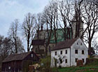 Kostel v obci Slavonice, přírodní park Česká Kanada.