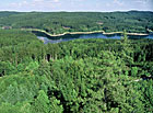 Vodní nádrž Landštejn z hradu Landštejn, Česká Kanada.
