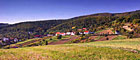 Pohled na podzimní chřibské kopce z rezervace Holý kopec.