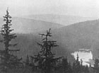 Jezero Laka, Šumava - pohled k hrázi (1929).