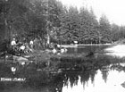 Jezero Laka, Šumava - turistická výprava u jezera (1928).