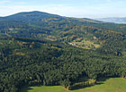 Letecký pohled na masiv Kletě, Blanský les.