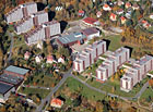 Koleje Technické univerzity Liberec-Harcov - letecký pohled.