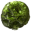 Vltavín ve tvaru placky. Vltavíny (moldavity) jsou průhledná, nejčastěji do zelena zbarvená přírodní skla (tektity), která vznikla téměř před 15 miliony lety po dopadu meteoritu. Vyskytují se v nejrůznějších tvarech a podobách: kuličky, kapky, disky, nepravidelné cákance aj.

