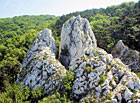 Naučná stezka Děvín - hlavní věž skalního útvaru Trůn.