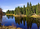 Huťský rybník u bývalé osady Terčí Huť, Novohradské hory.