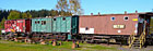 Historické železniční vagony v Novém Údolí na Šumavě.