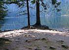 Černé jezero, Šumava - turisté na hrázi.