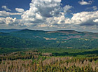 Panoramatický výhled z rozhledny Poledník na Šumavě.