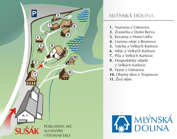 Plánek areálu Mlýnská dolina