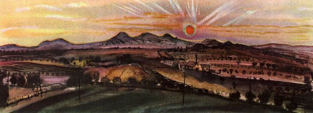 Západ slunce nad Brníkovem od Emila Filly z roku 1951