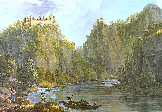 Zřícenina hradu Dívčí Kámen, Ferdinand Runk, poč. 19. stol.