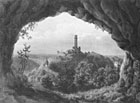 Pohled na Štramberk od jeskyně Šipka v roce 1850.