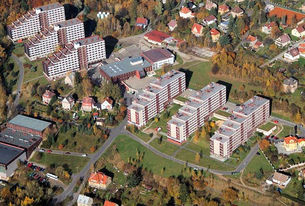 Koleje Technické univerzity Liberec-Harcov - letecký pohled