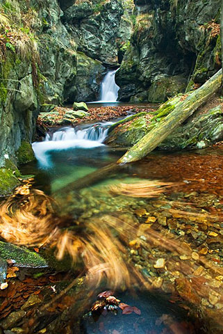 Vodopády Stříbrného potoka - velký vodopád, Rychlebské hory