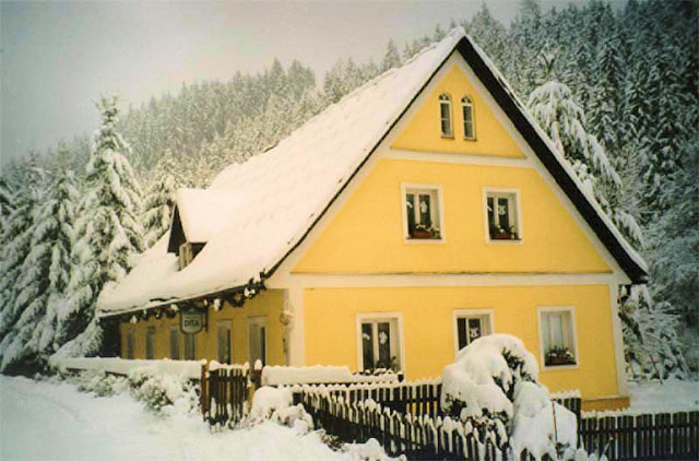 Penzion Dita v zimě, Adršpach-Teplické skály, Broumovsko