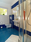 Sprchový kout v Modrém pokoji v penzionu U Achilla.