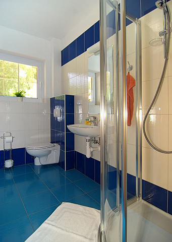 Koupelna v Modrém pokoji v penzionu U Achilla