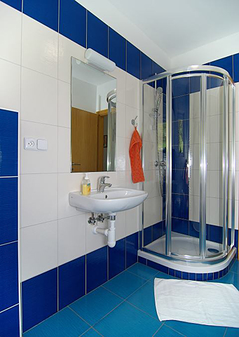 Sprchový kout v Modrém pokoji v penzionu U Achilla