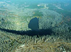 Plešné jezero s odumřelými lesy při kůrovcové kalamitě.