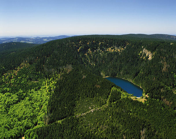 Plešné jezero, Šumava - letecký pohled
