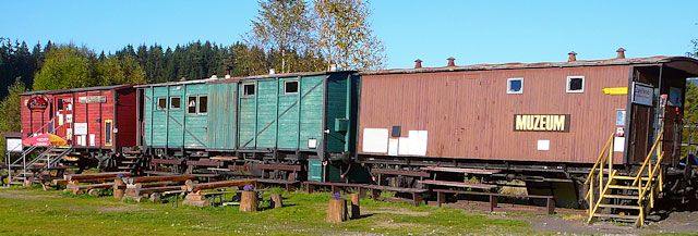 Historické železniční vagony v Novém Údolí na Šumavě