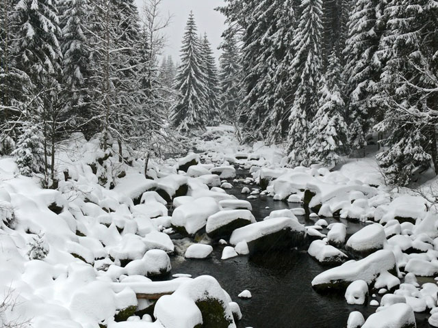 Řeka Vydra v zimě