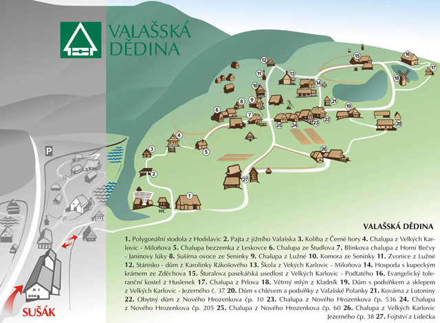 Plánek areálu Valašská dědina